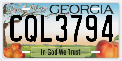 GA license plate CQL3794