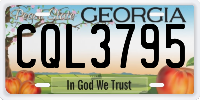 GA license plate CQL3795