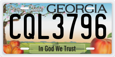 GA license plate CQL3796