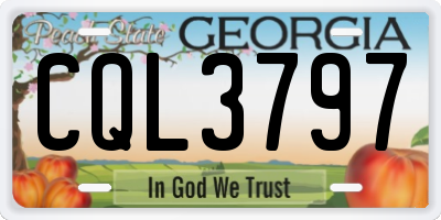 GA license plate CQL3797