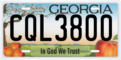 GA license plate CQL3800