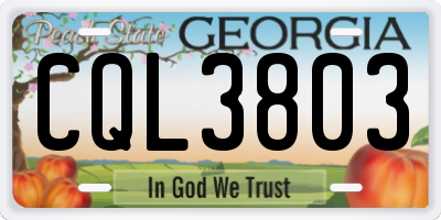 GA license plate CQL3803
