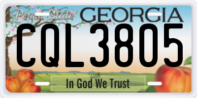 GA license plate CQL3805