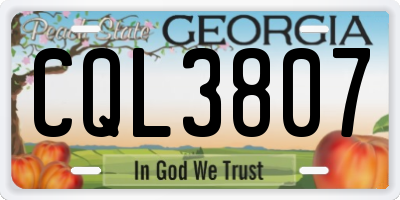 GA license plate CQL3807