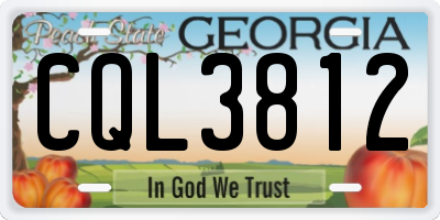 GA license plate CQL3812
