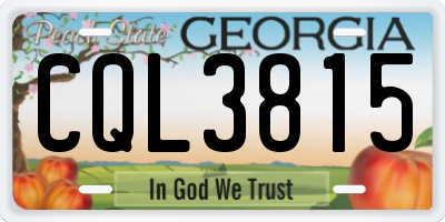 GA license plate CQL3815