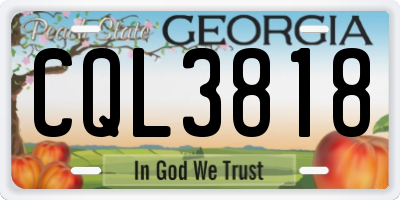 GA license plate CQL3818