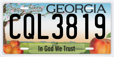 GA license plate CQL3819