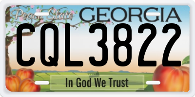 GA license plate CQL3822