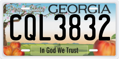 GA license plate CQL3832