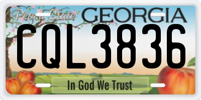 GA license plate CQL3836