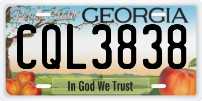 GA license plate CQL3838