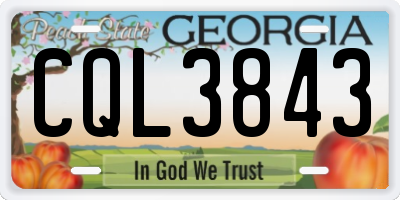 GA license plate CQL3843