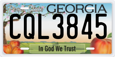 GA license plate CQL3845