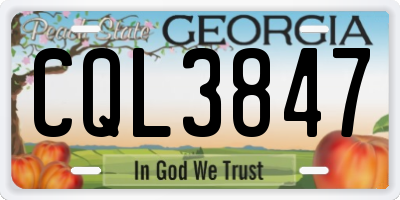 GA license plate CQL3847