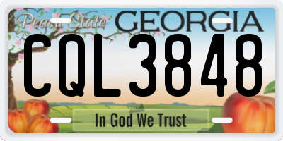 GA license plate CQL3848