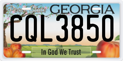 GA license plate CQL3850