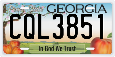 GA license plate CQL3851