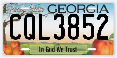 GA license plate CQL3852