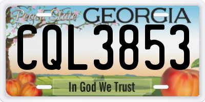GA license plate CQL3853