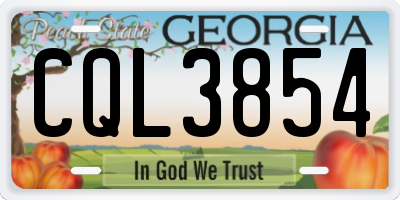 GA license plate CQL3854