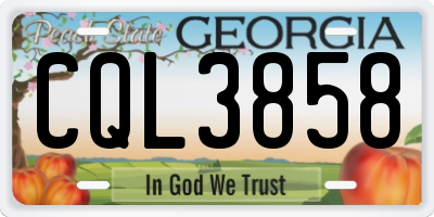 GA license plate CQL3858