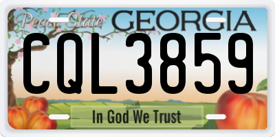 GA license plate CQL3859