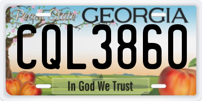 GA license plate CQL3860