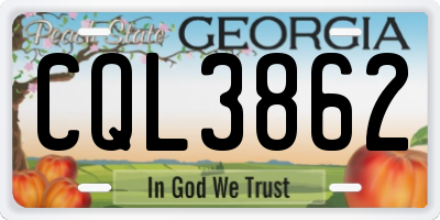GA license plate CQL3862