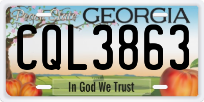 GA license plate CQL3863