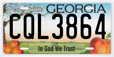 GA license plate CQL3864