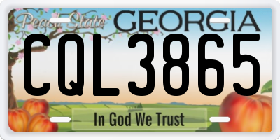 GA license plate CQL3865