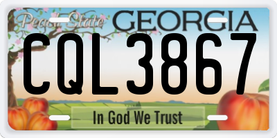 GA license plate CQL3867
