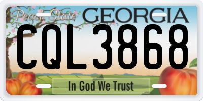 GA license plate CQL3868
