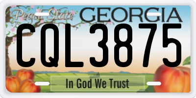 GA license plate CQL3875