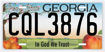 GA license plate CQL3876
