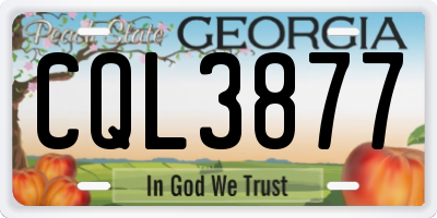 GA license plate CQL3877