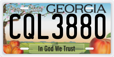 GA license plate CQL3880