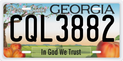GA license plate CQL3882