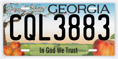 GA license plate CQL3883