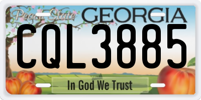 GA license plate CQL3885