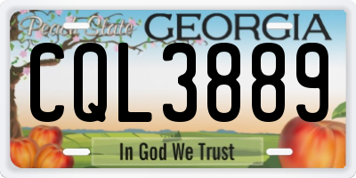 GA license plate CQL3889