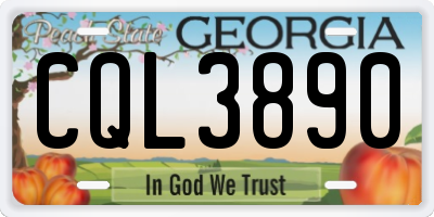 GA license plate CQL3890