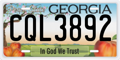 GA license plate CQL3892