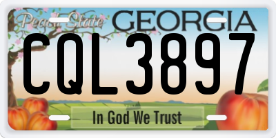 GA license plate CQL3897