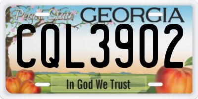 GA license plate CQL3902