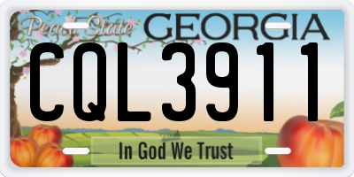 GA license plate CQL3911