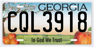 GA license plate CQL3918