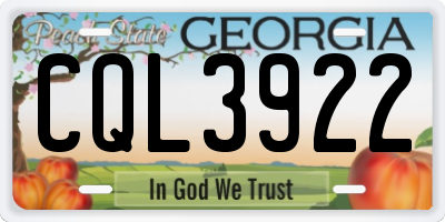 GA license plate CQL3922