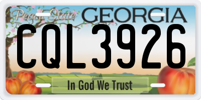 GA license plate CQL3926